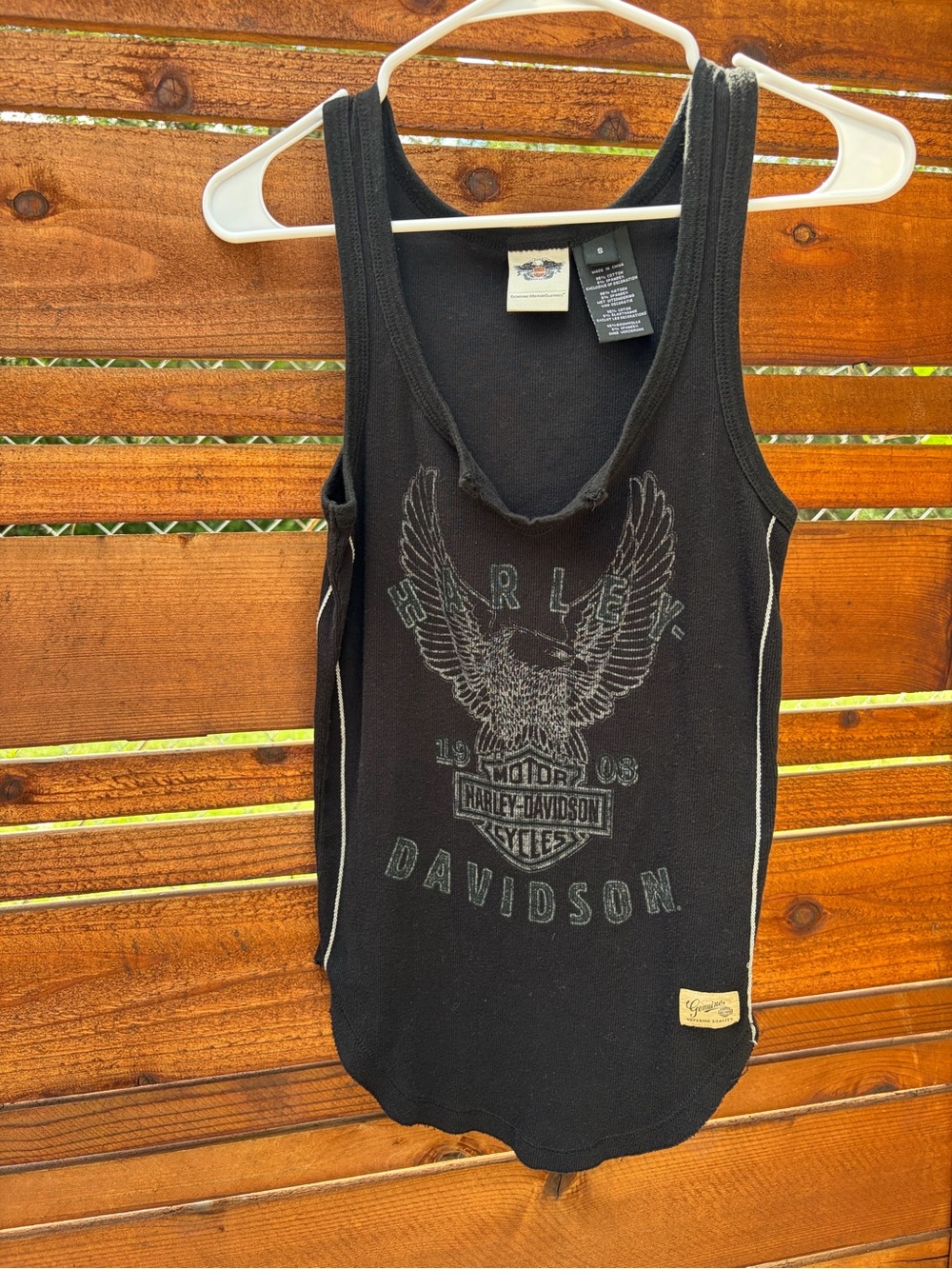 Harley-Davidson Black Racerback Tank with Grey Eagle Graphic